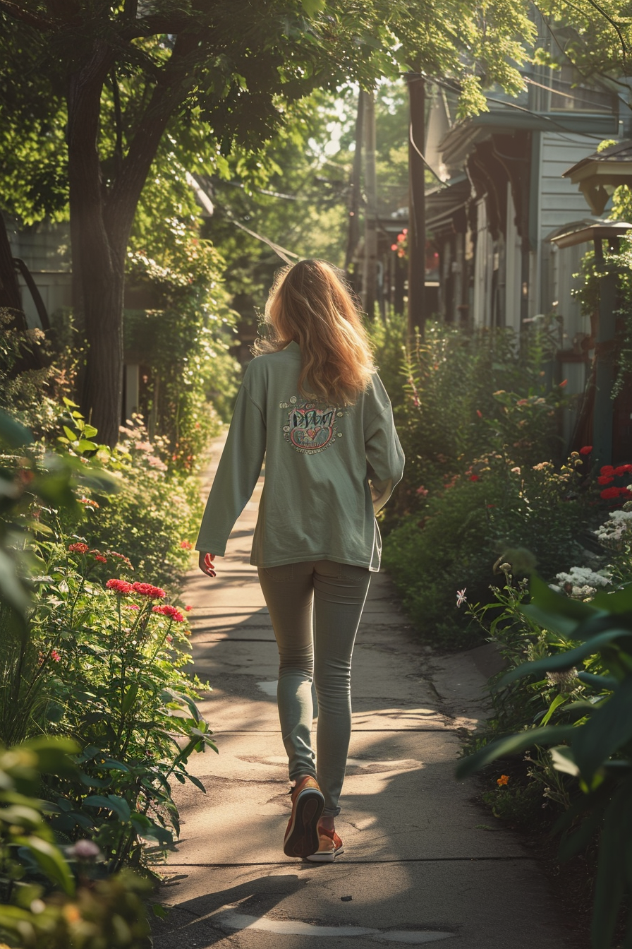 Une jeune femme qui marche | Source : Midjourney