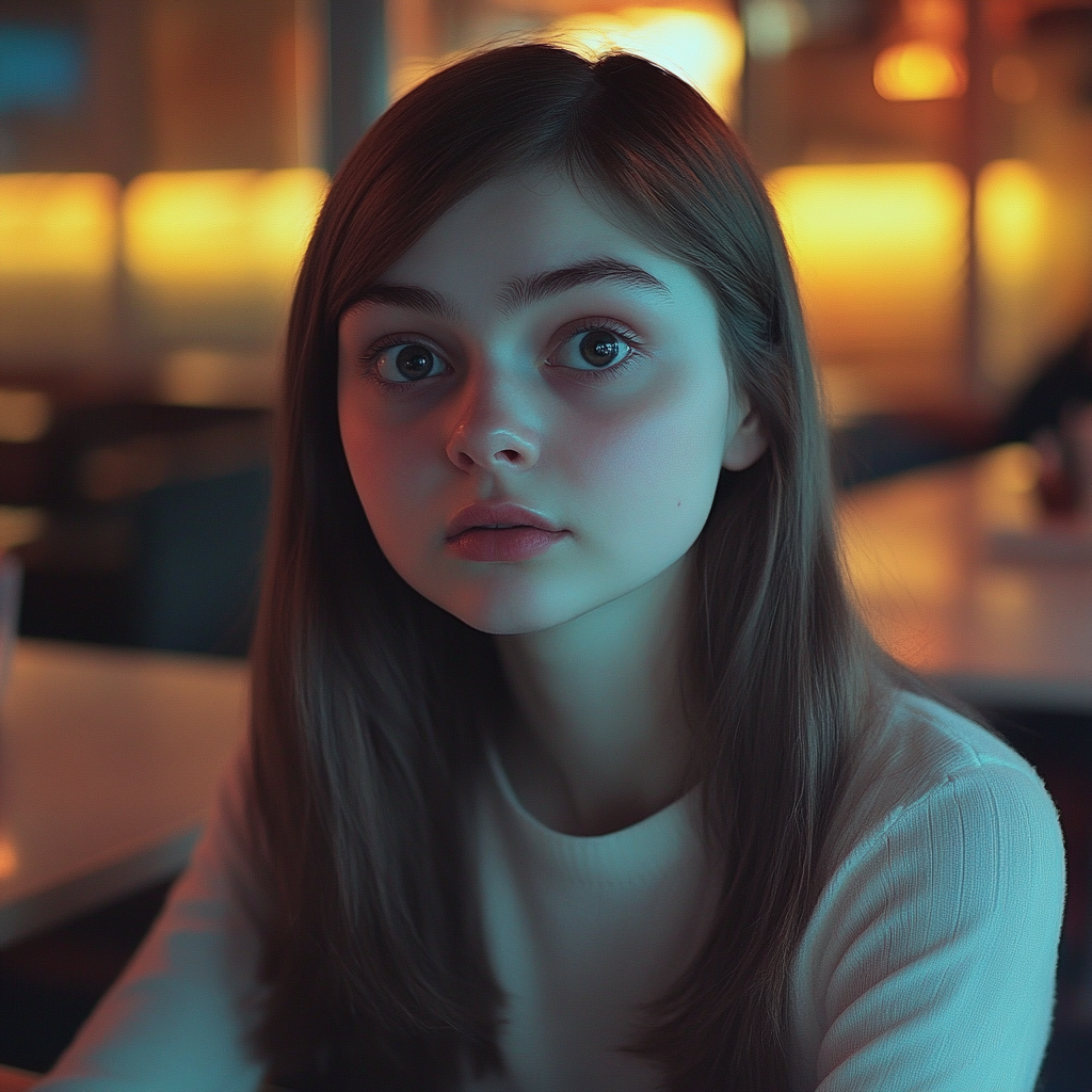 Une femme assise dans un restaurant | Source : Midjourney