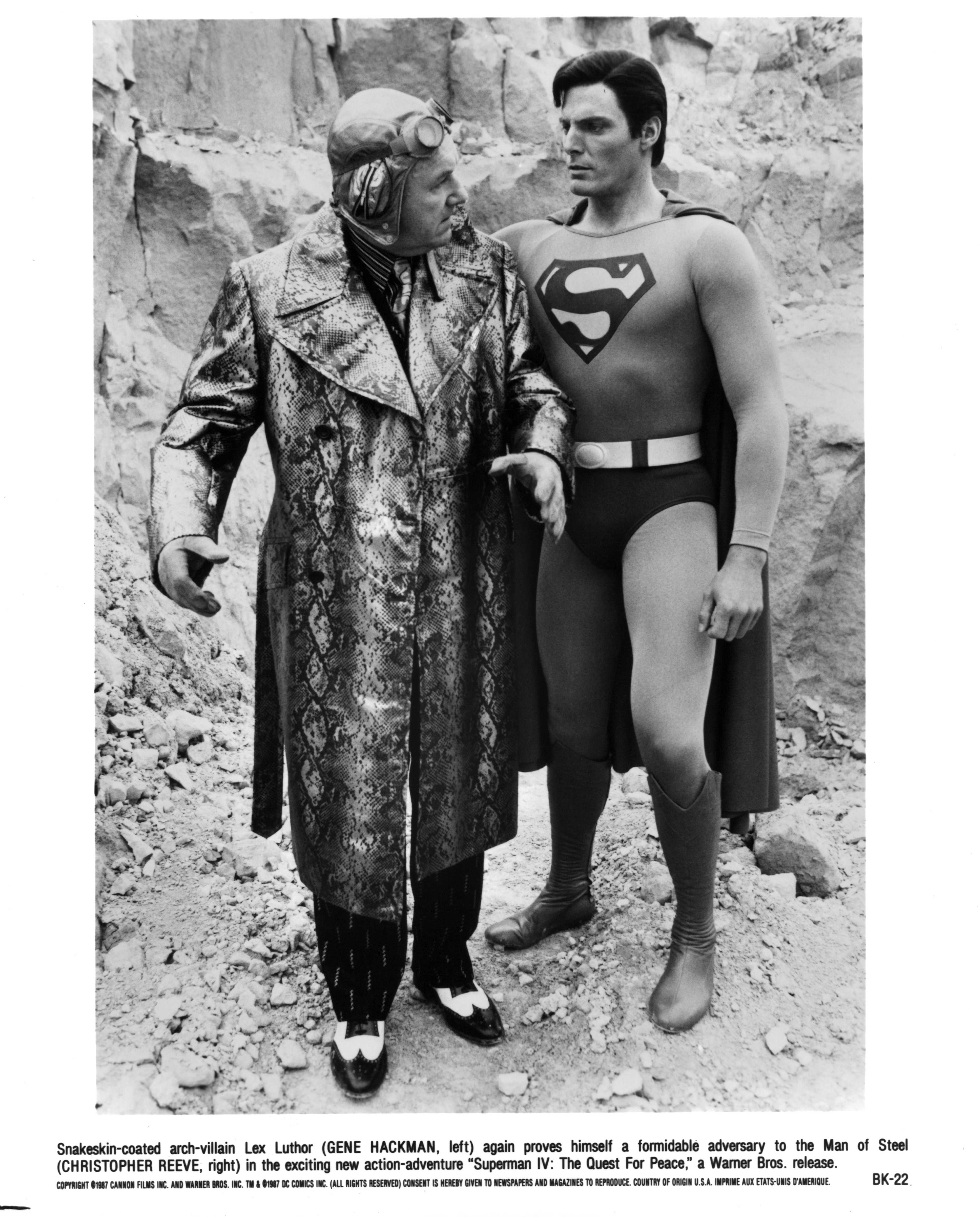 Gene Hackman et Christopher Reeve dans une scène du film de Warner Bros "Superman IV : The Quest for Peace" vers 1987 | Source : Getty Images