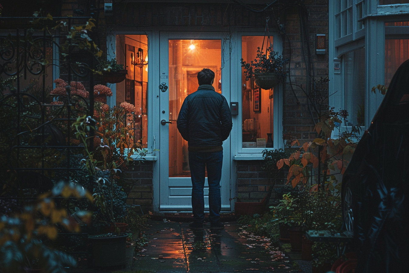 Un homme debout devant une maison | Source : Midjourney