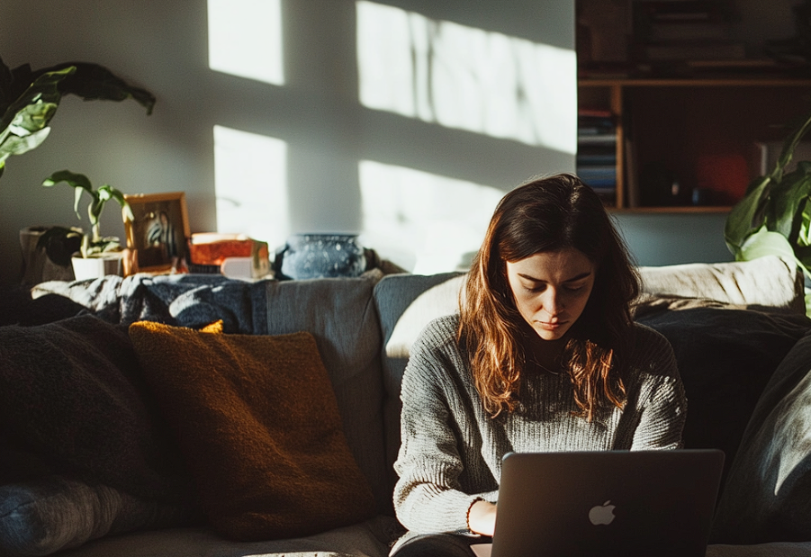 Une femme utilisant un ordinateur portable | Source : Midjourney