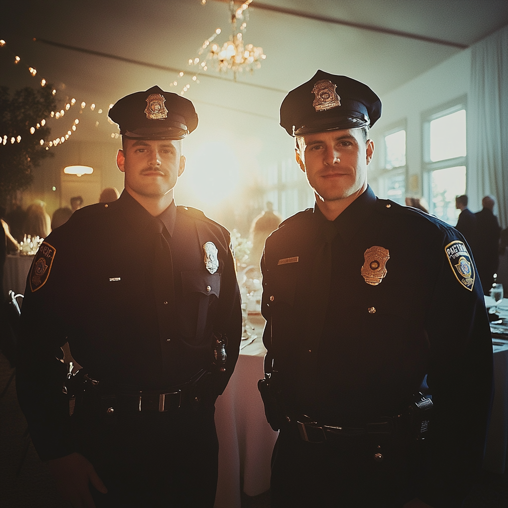 Deux policiers lors d'un mariage | Source : Midjourney