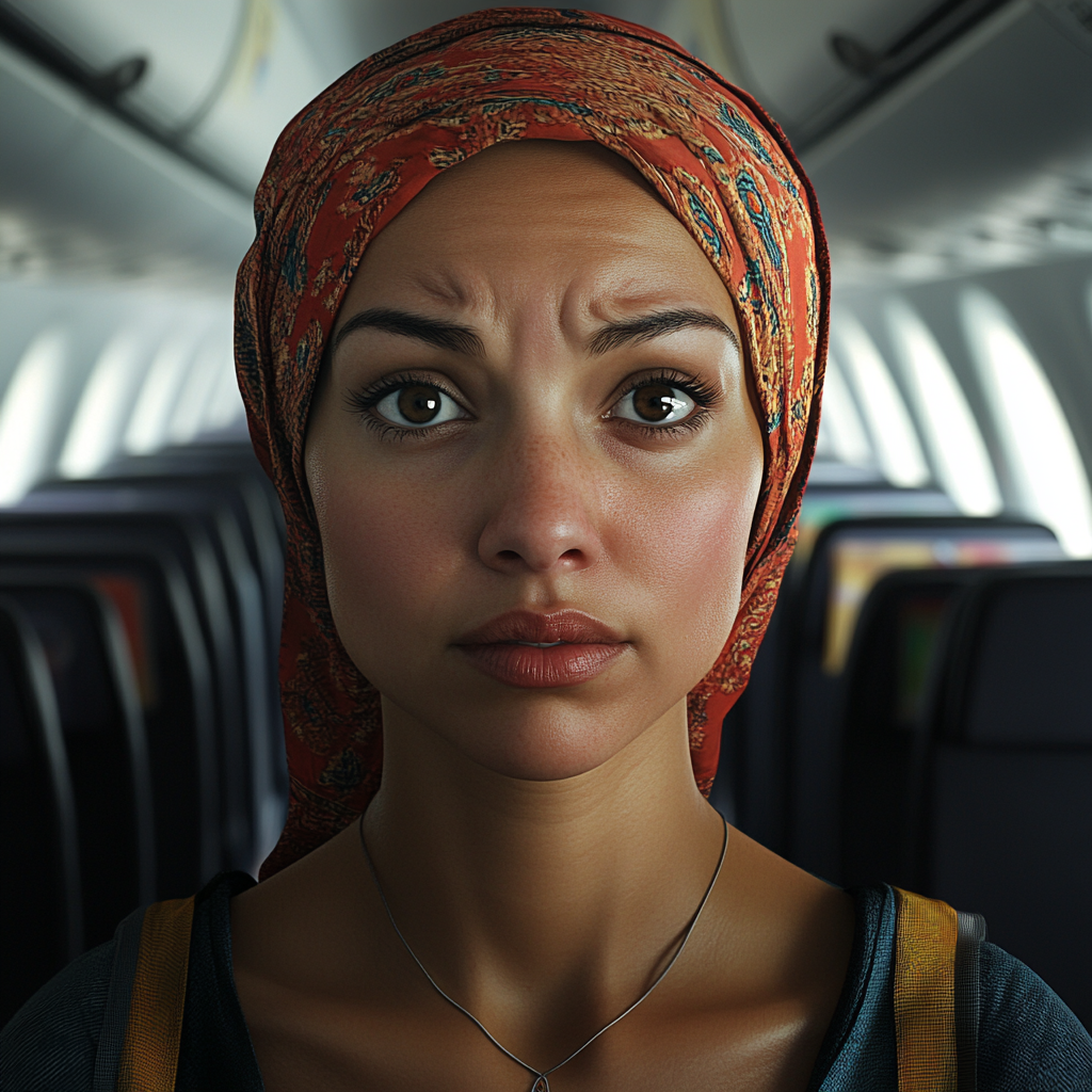 Une femme debout dans un avion | Source : Midjourney