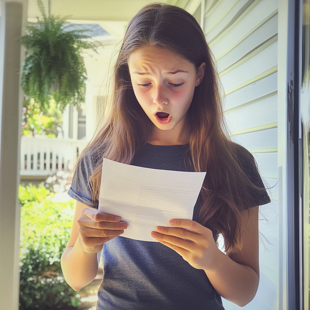 Une adolescente lisant une note | Source : Midjourney