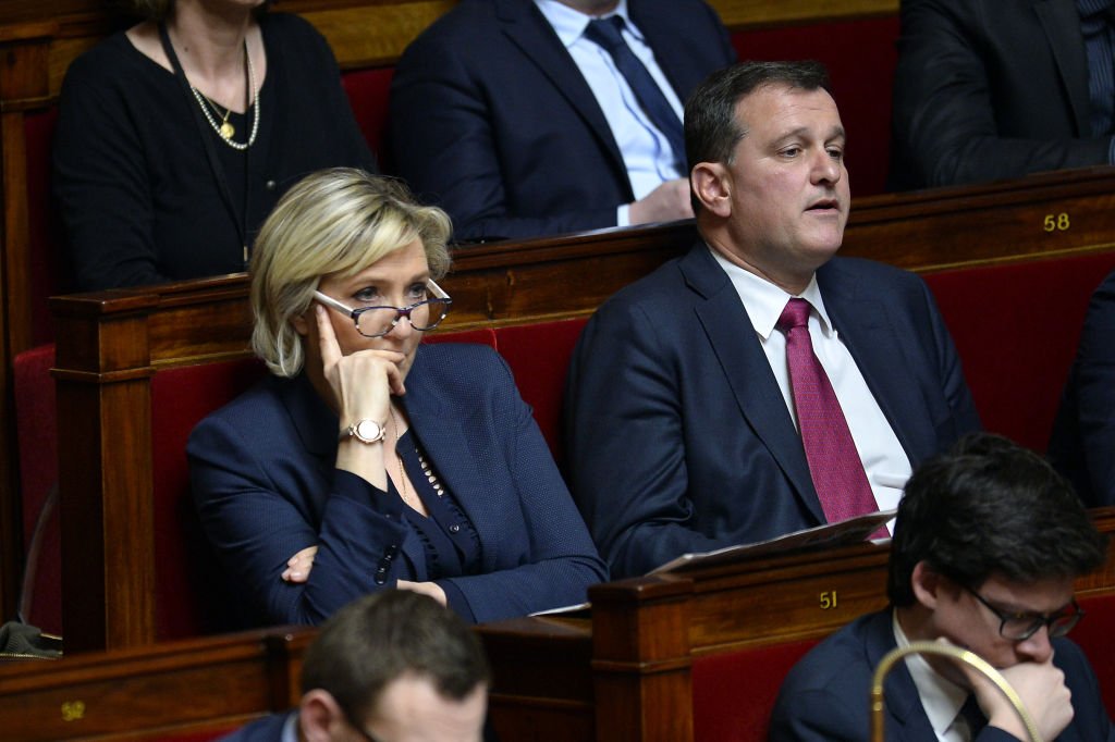 Marine Le Pen et Louis Aliot à l'Assemblée Nationale le 4 avril 2018. l Source : Getty Images