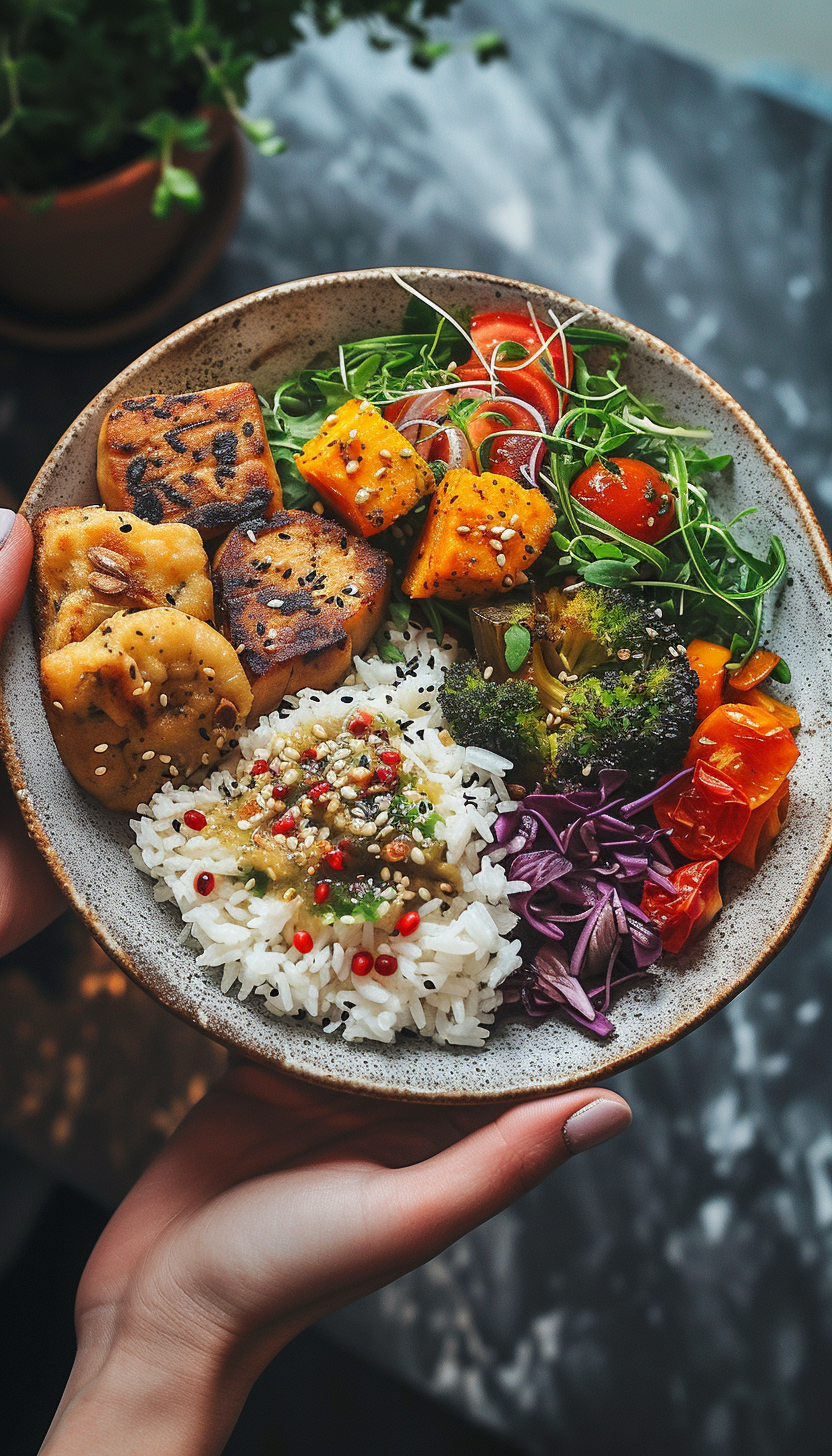 Une femme tenant un poke bowl | Source : Midjourney