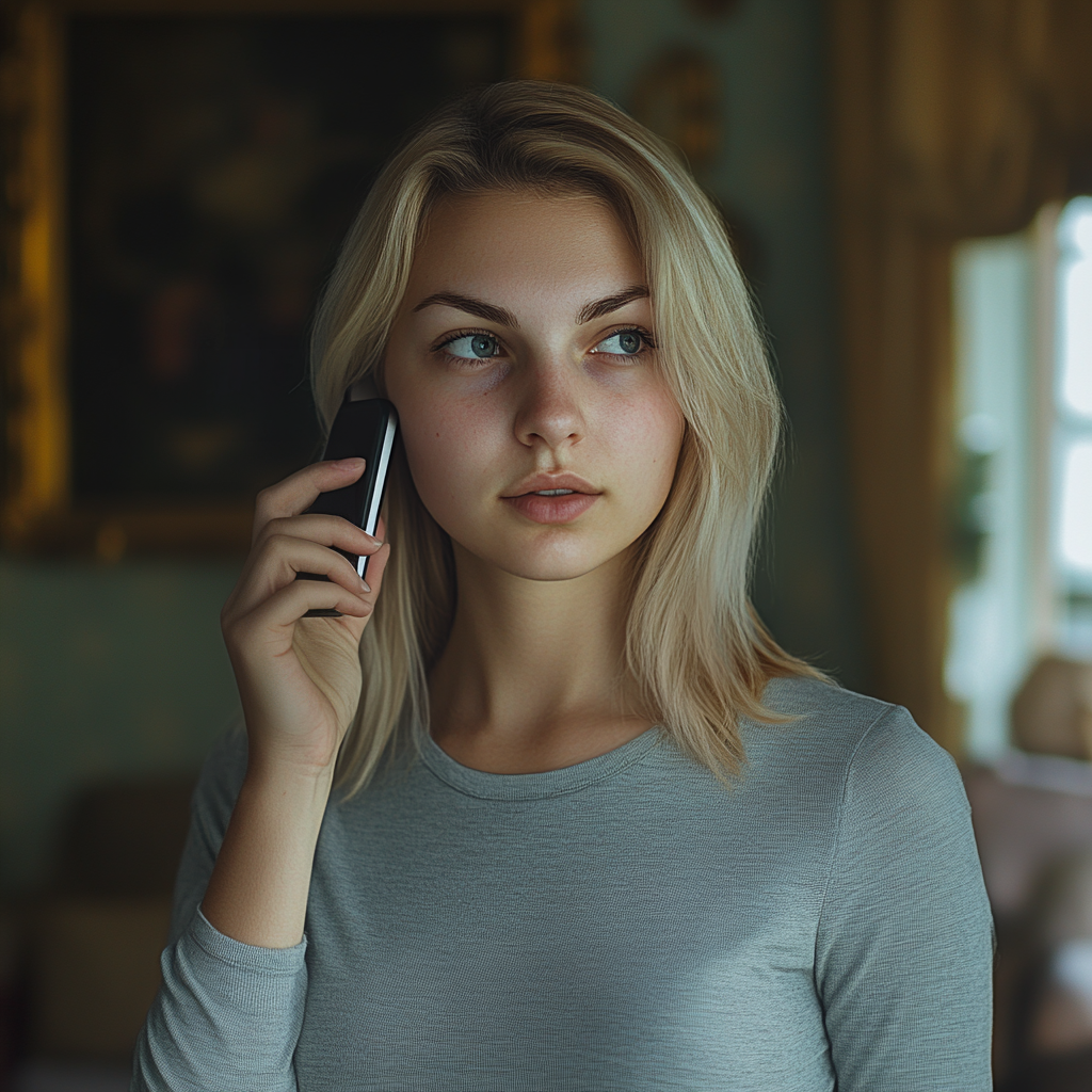 Une femme qui parle au téléphone | Source : Midjourney