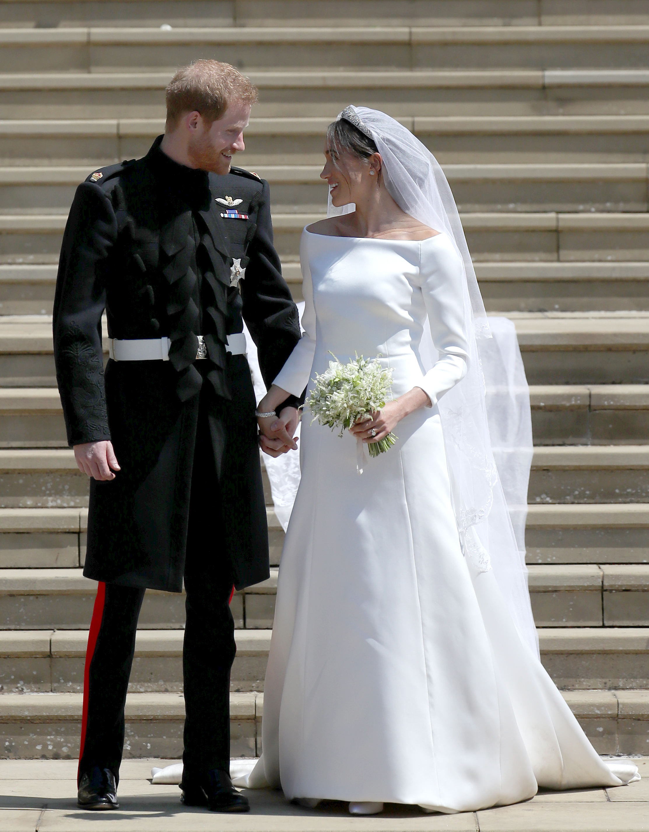 Le prince Harry et Meghan Markle quittant la chapelle St George, le 19 mai 2018, à Windsor, en Angleterre. | Source :  Getty Images