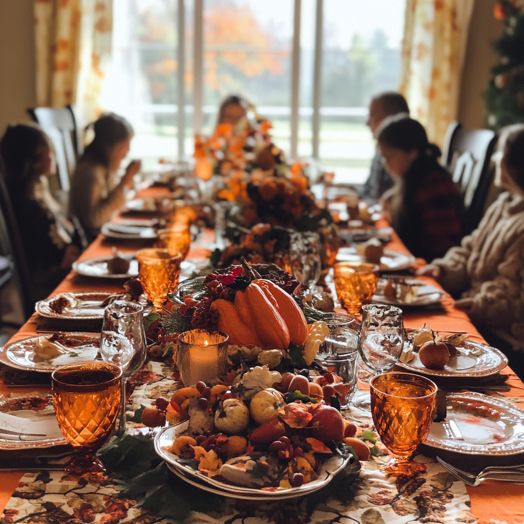 Une table de repas de Thanksgiving | Source : Midjourney