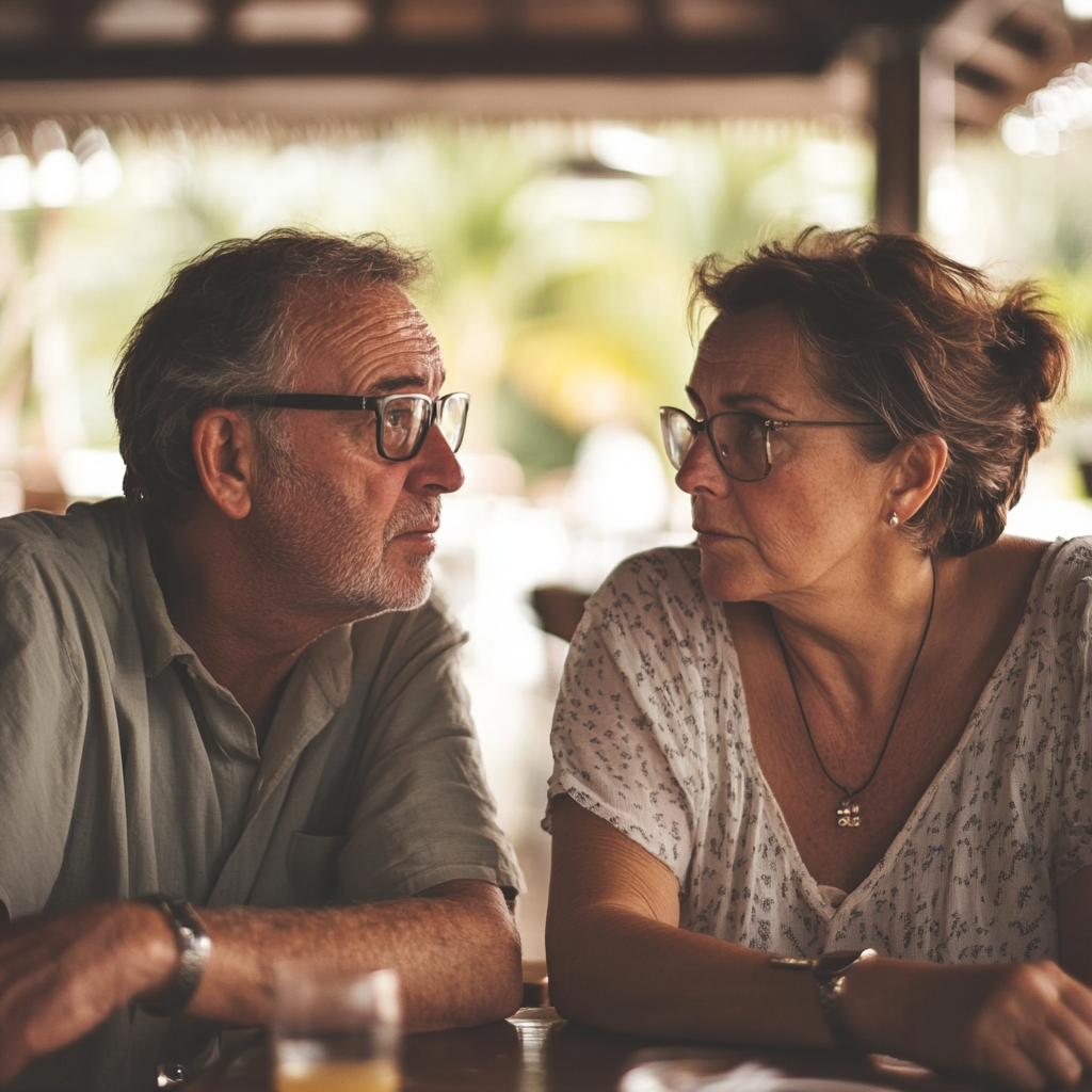 Un couple mécontent dans un café | Source : Midjourney