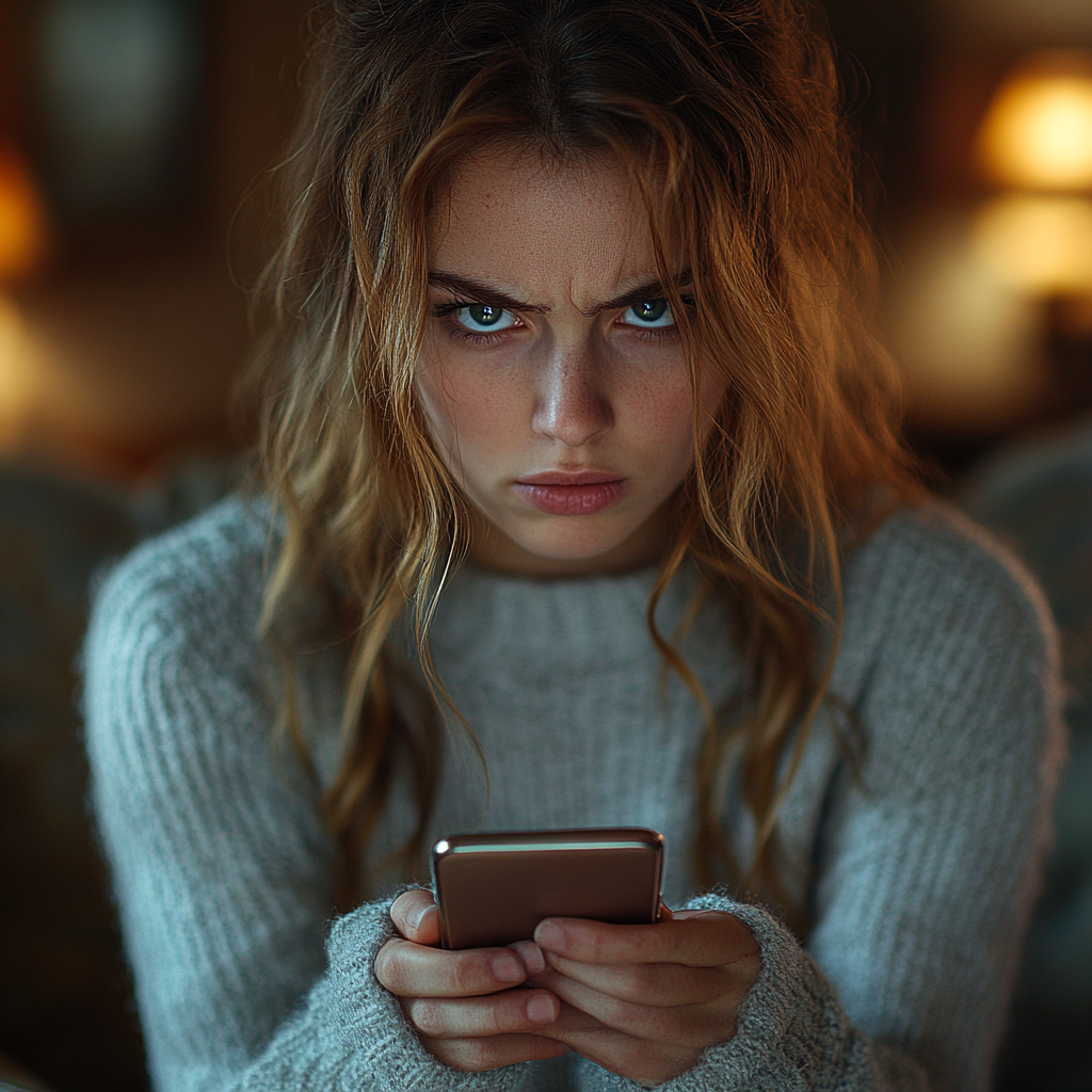 Une femme en colère qui envoie un texte | Source : Midjourney