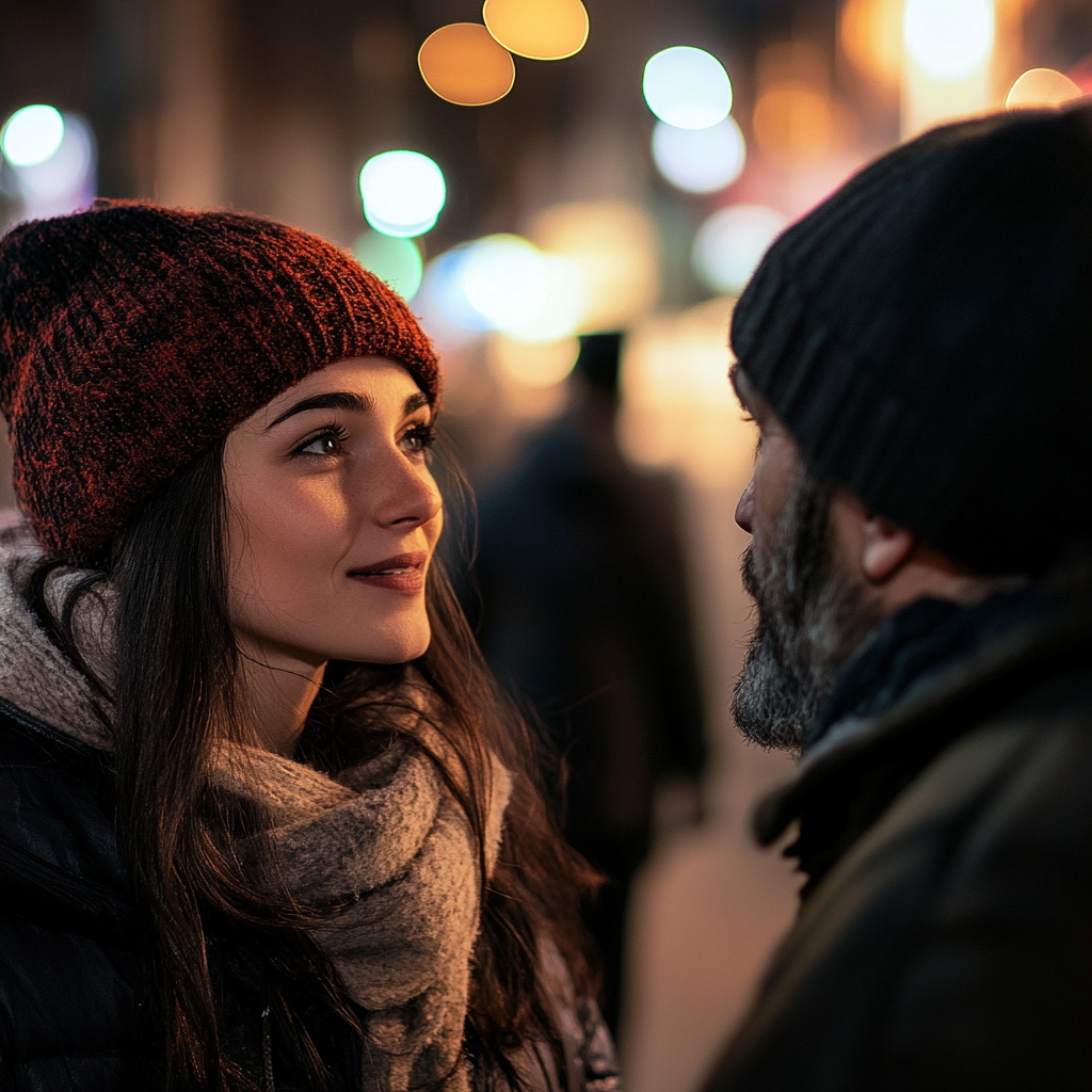 Une femme parle à un sans-abri | Source : Midjourney