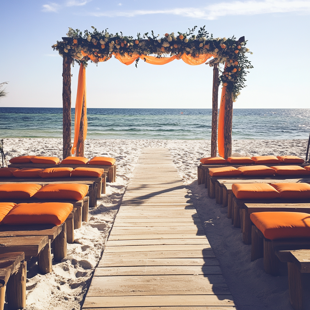 Le cadre d'un mariage sur la plage | Source : Midjourney