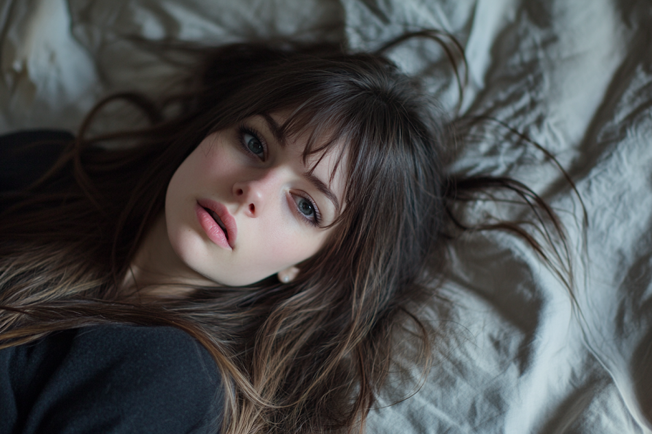 Une jeune femme allongée dans son lit | Source : Midjourney