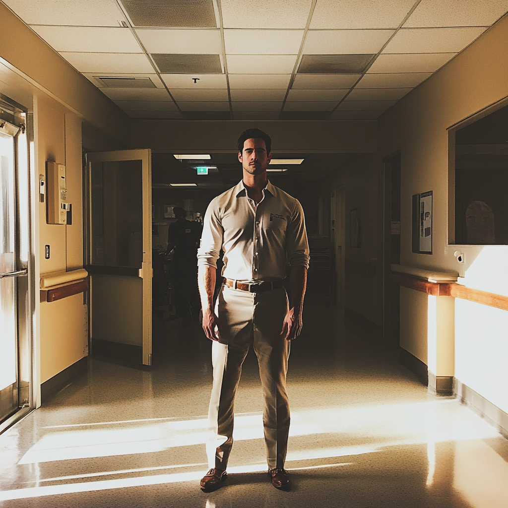 Un homme debout dans un hôpital | Source : Midjourney