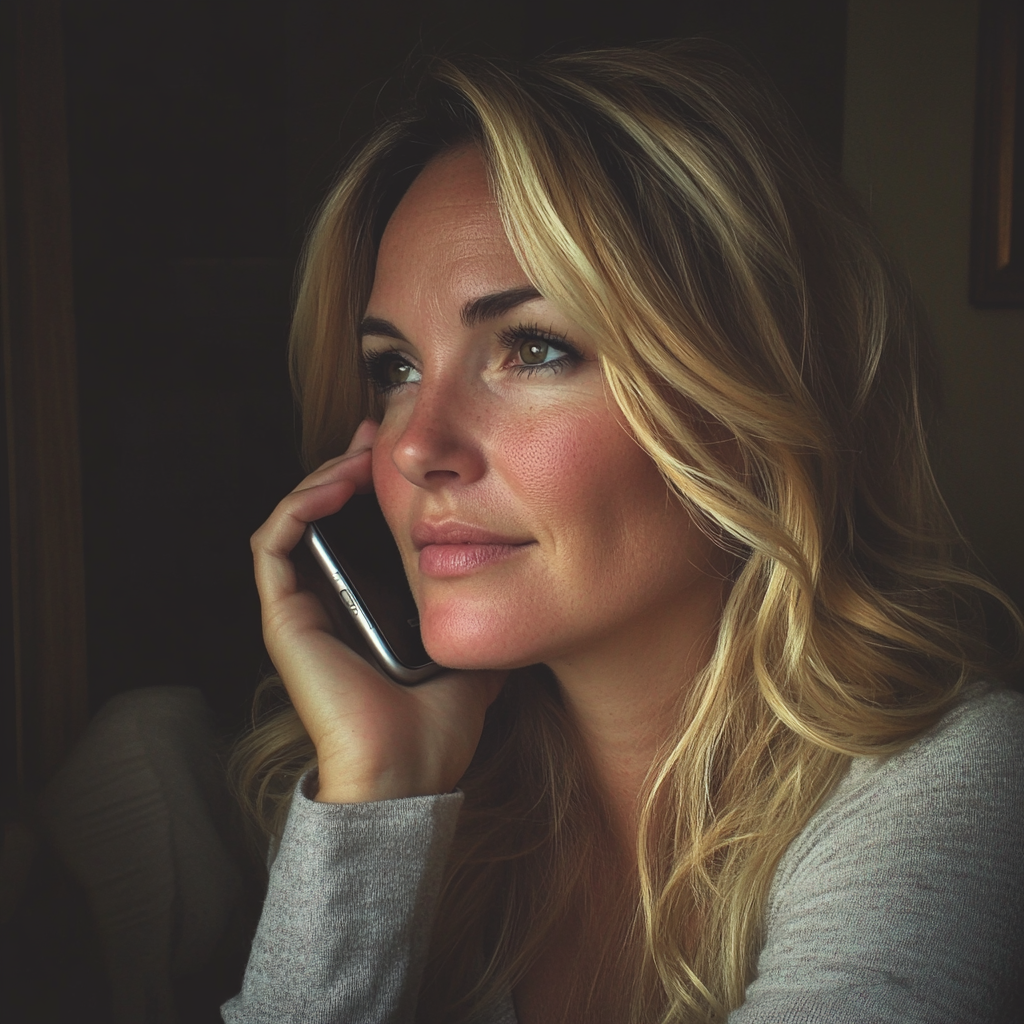 Une femme qui parle au téléphone | Source : Midjourney