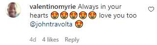 Le commentaire d'un fan sur l'hommage de John Travolta à sa femme pour son anniversaire. | Photo : Instagram/Johntravolta