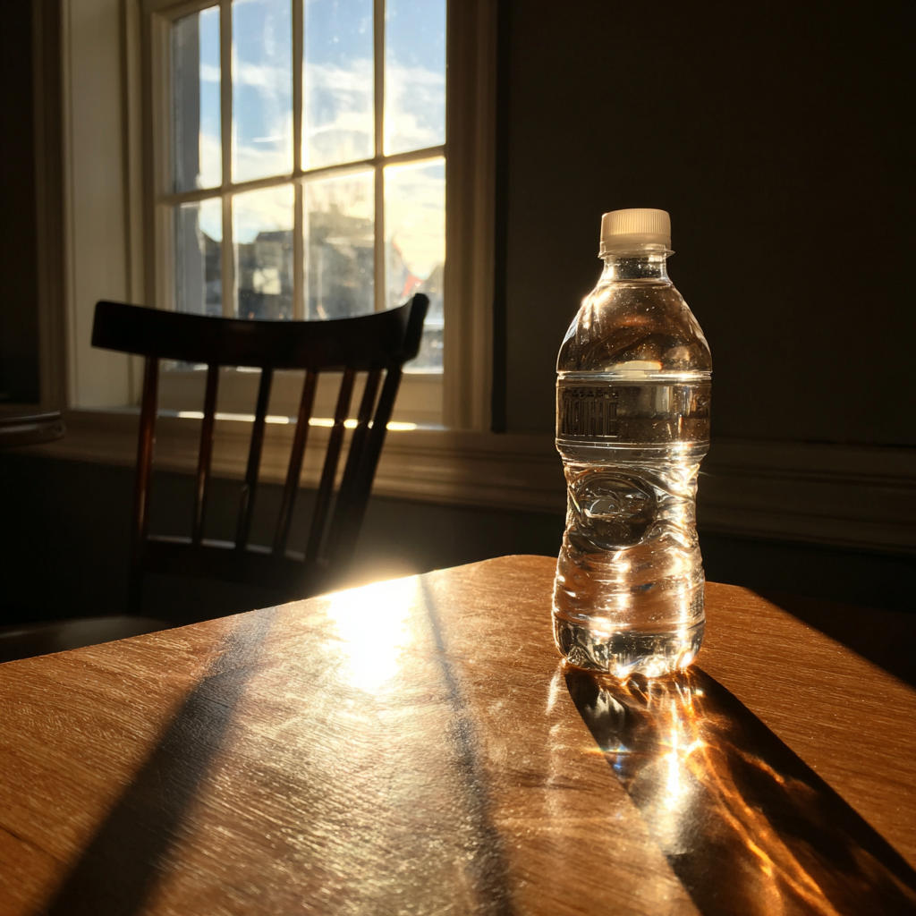 Une bouteille d'eau sur une table | Source : Midjourney