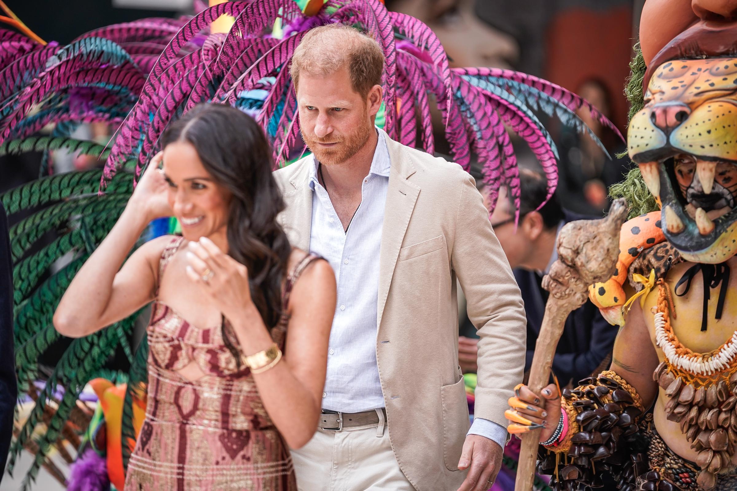 Meghan, duchesse de Sussex et le prince Harry, duc de Sussex lors de leur visite en Colombie le 15 août 2024 | Source : Getty Images