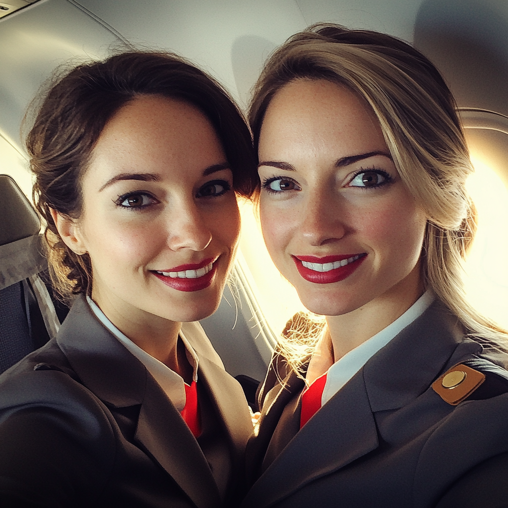 Hôtesses de l'air dans un avion | Source : Midjourney