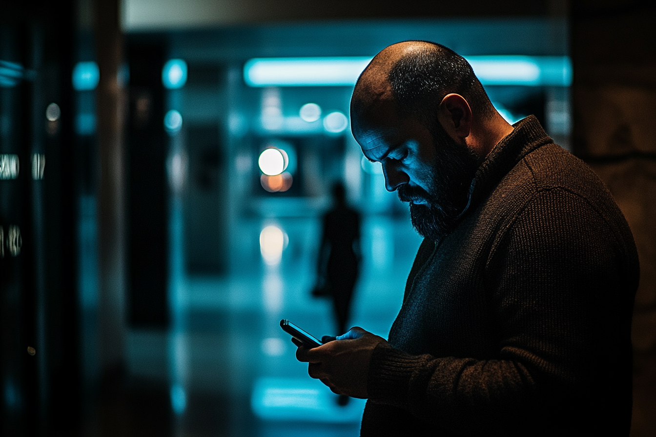 Un homme utilisant son téléphone | Source : Midjourney