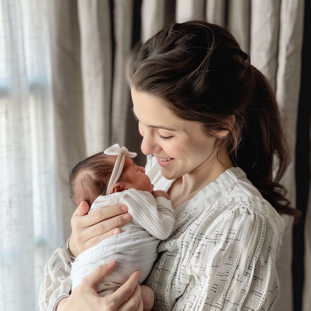 Sarah tenant son nouveau-né | Source : Midjourney