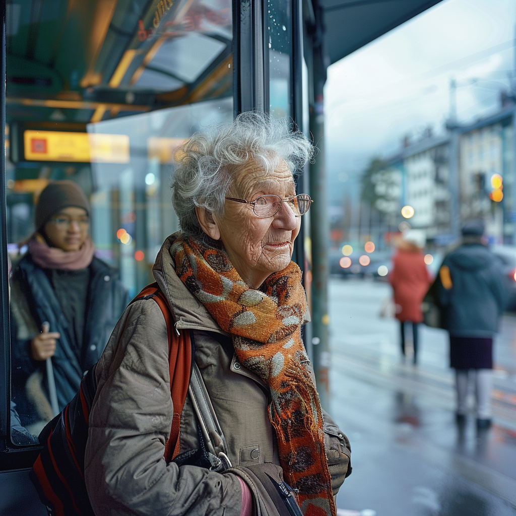 Une femme âgée debout près d'une rue | Source : Midjourney