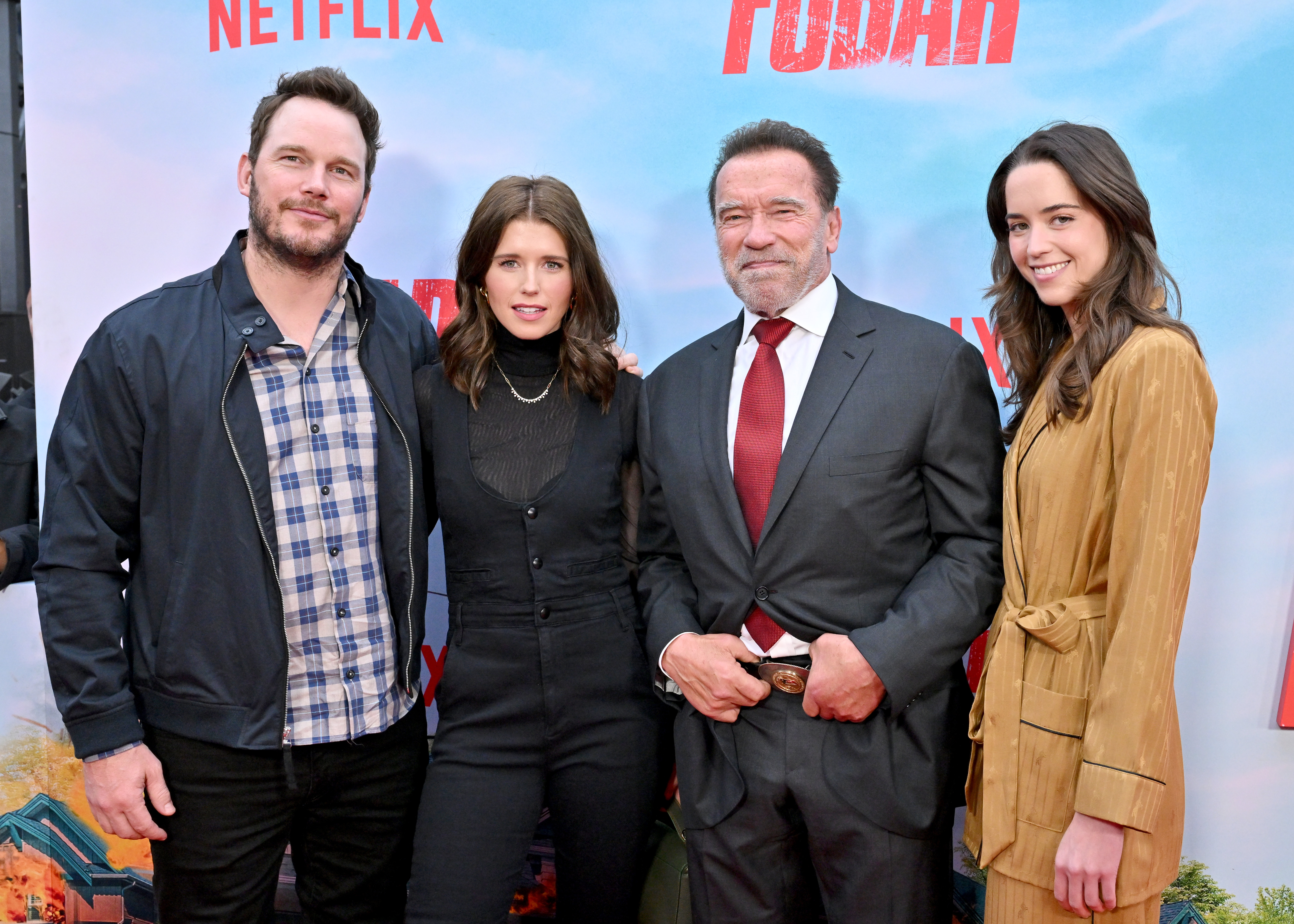 Chris Pratt, et Katherine, Arnold et Christina Schwarzenegger lors de la première à Los Angeles de "FUBAR" de Netflix, le 22 mai 2023, à Los Angeles, en Californie | Source : Getty Images