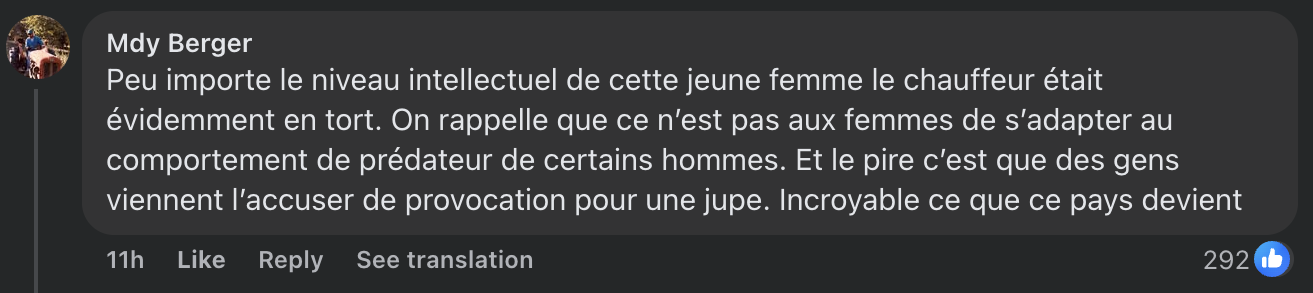 Capture d'écran du commentaire d'un internaute I Source : Facebook BFMTV