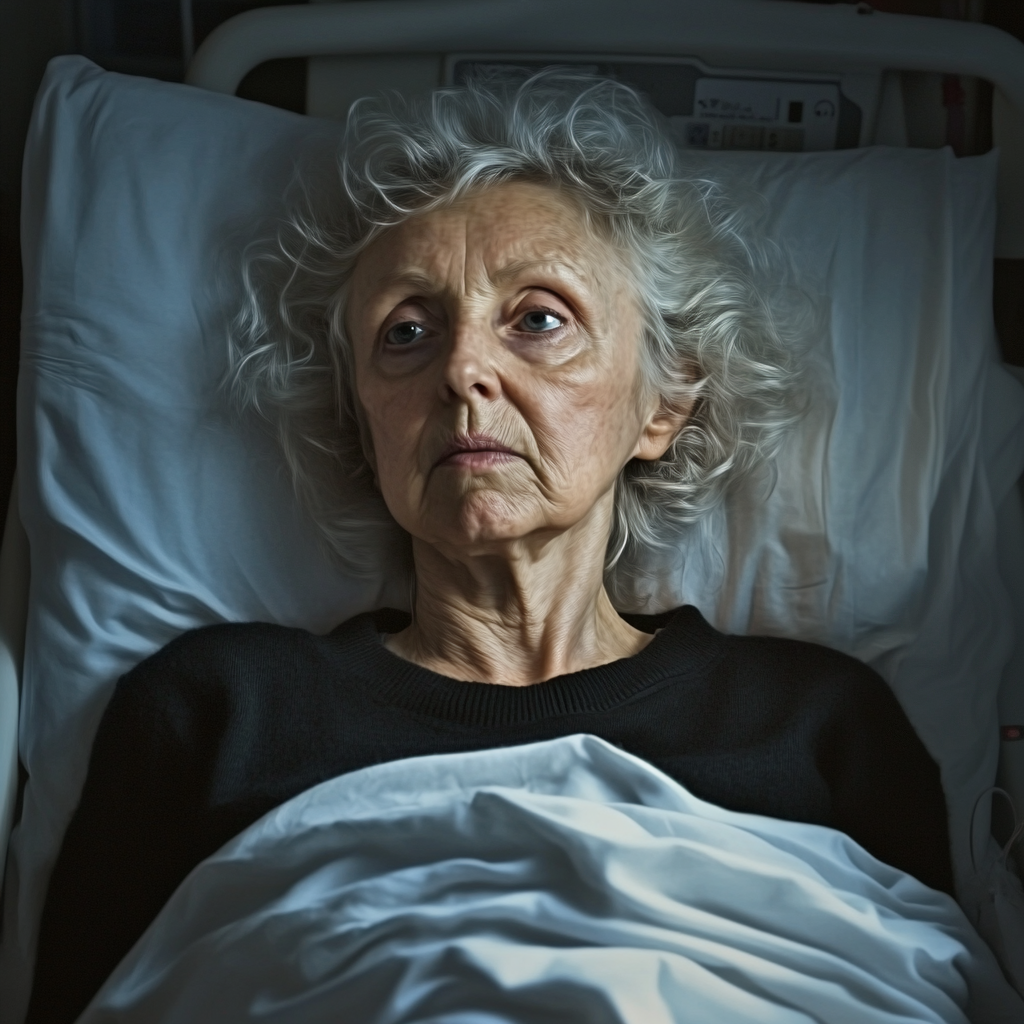 Une dame âgée malade dans un service hospitalier | Source : Midjourney