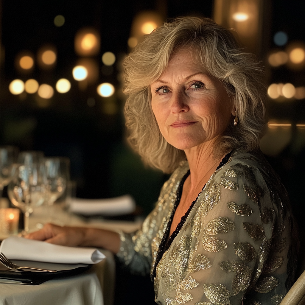 Une femme assise à une table | Source : Midjourney