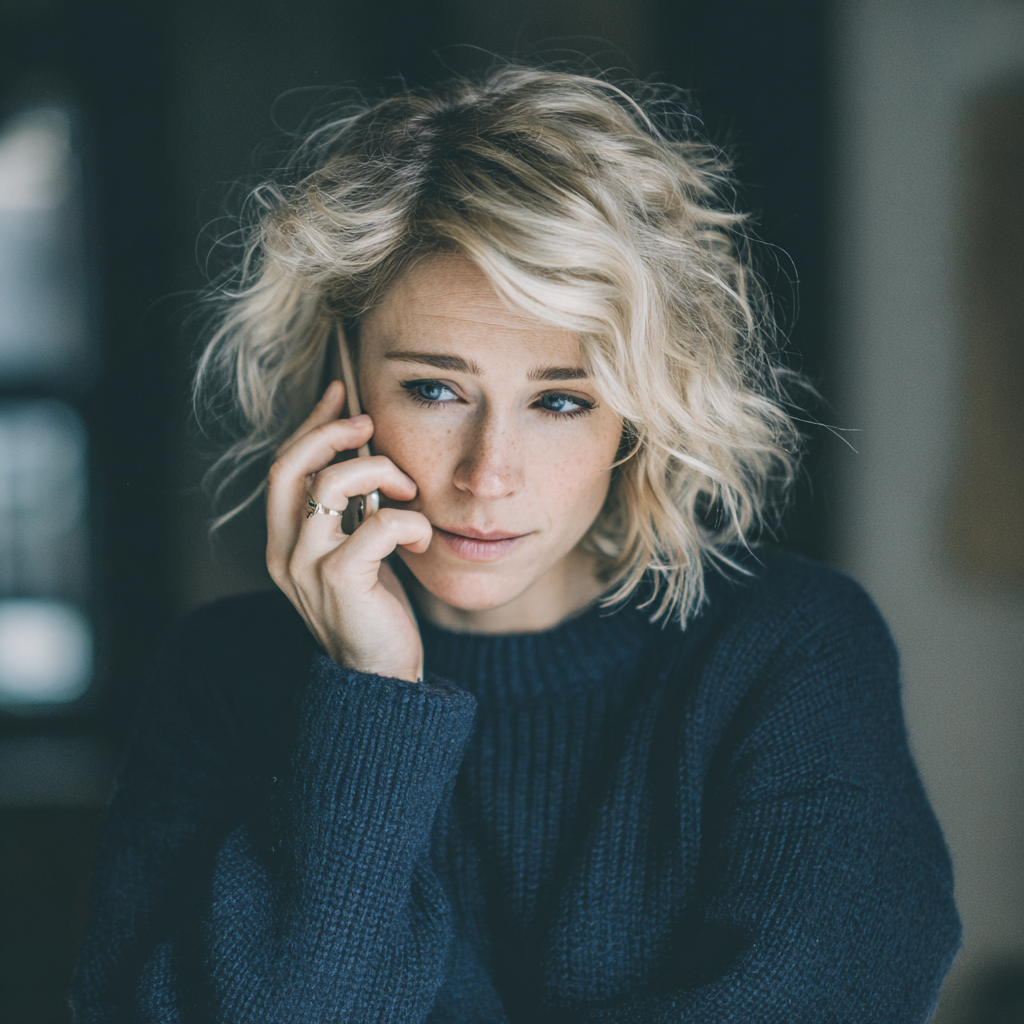 Une femme qui parle au téléphone | Source : Midjourney