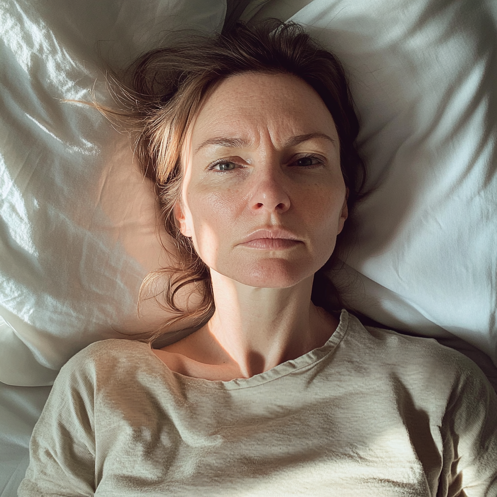 Une femme allongée dans son lit | Source : Midjourney