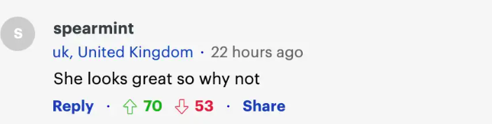 Commentaire d'un fan sur Jennifer Aniston, daté du 11 octobre 2023 | Source : Daily Mail