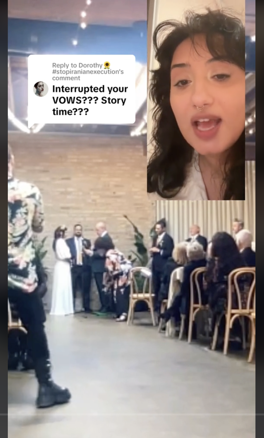 Stasia a partagé des séquences vidéo du jour de son mariage, montrant son mari et d'autres invités, dont sa MIL qui quitte son siège, comme on peut le voir dans une vidéo datée du 19 octobre 2023 | Source : TikTok/stasiasvcks