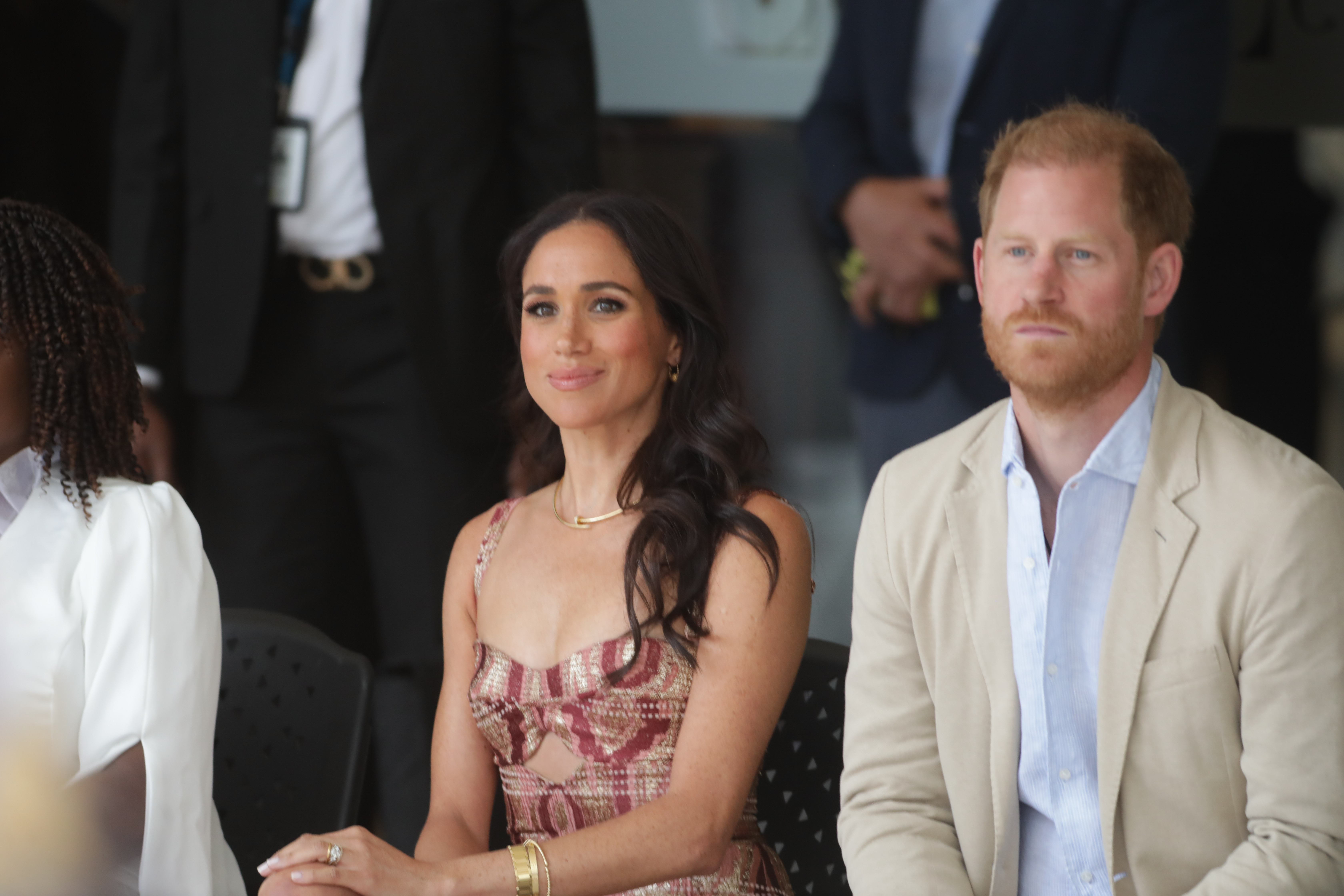 Meghan Markle et le prince Harry au centre d'art Delia Zapata à Bogota, en Colombie, le 15 août 2024 | Source : Getty Images