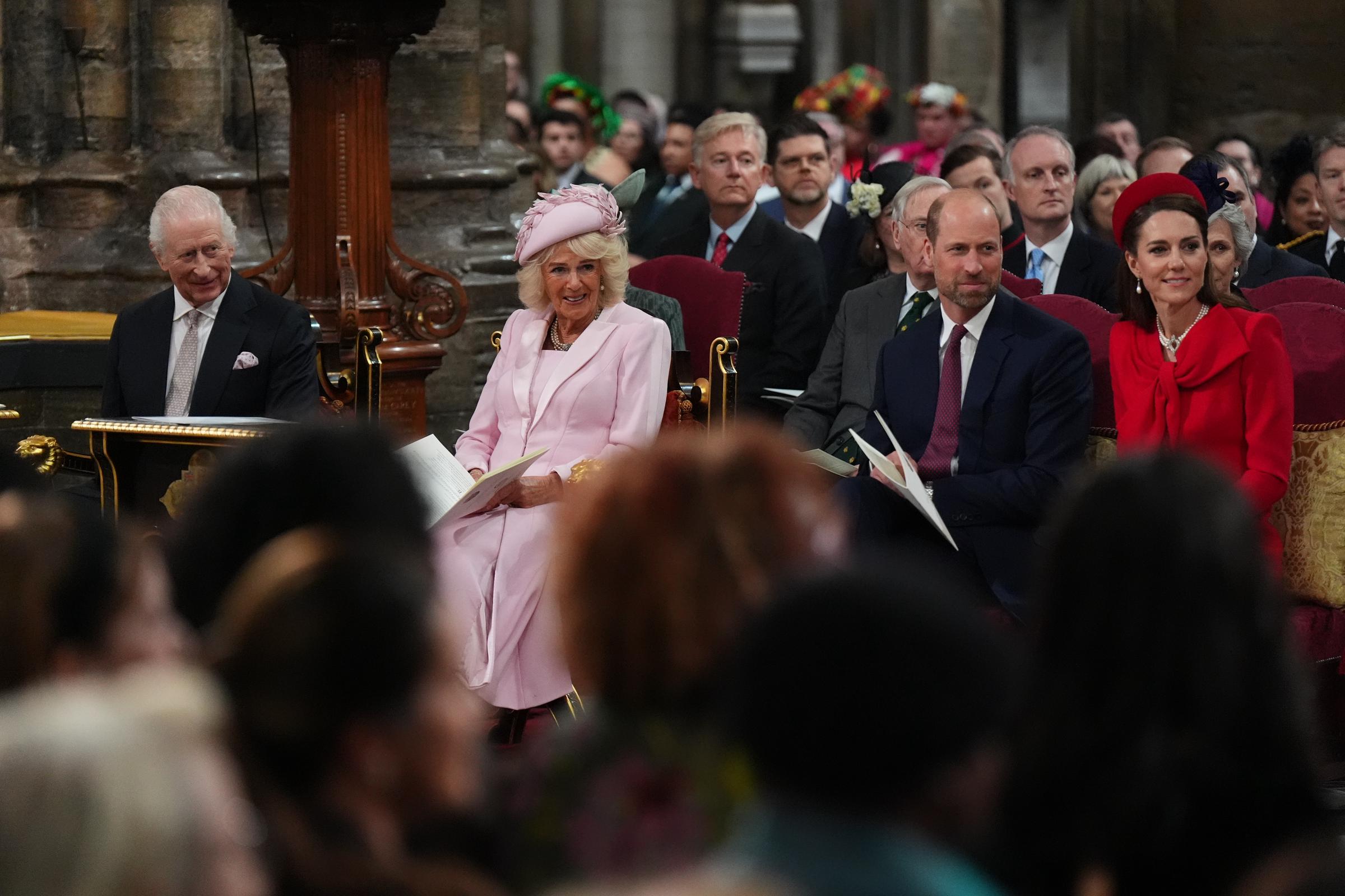 Le roi Charles III, la reine Camilla, William, prince de Galles, et Catherine, princesse de Galles, assistent au service de célébration du Jour du Commonwealth à Londres, en Angleterre, le 10 mars 2025 | Source : Getty Images