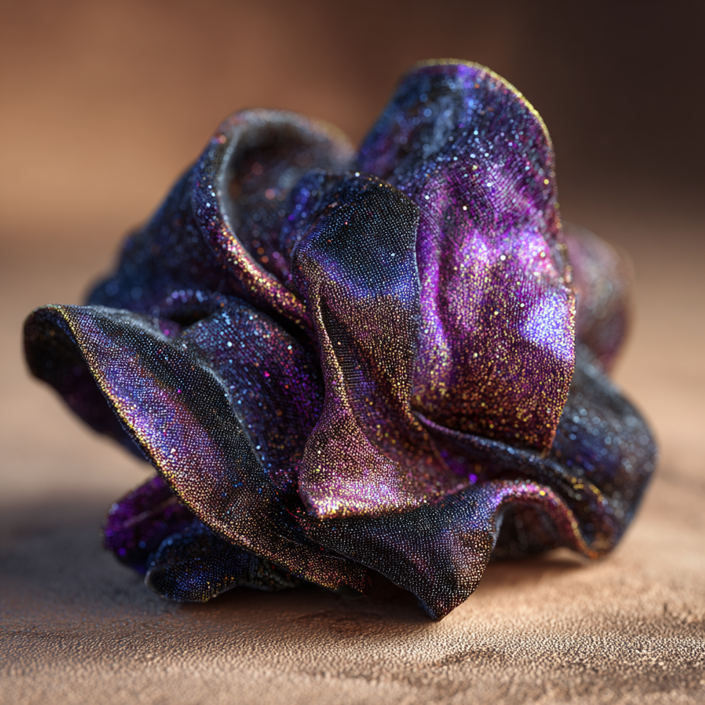 Un morceau de tissu violet et noir | Source : Midjourney