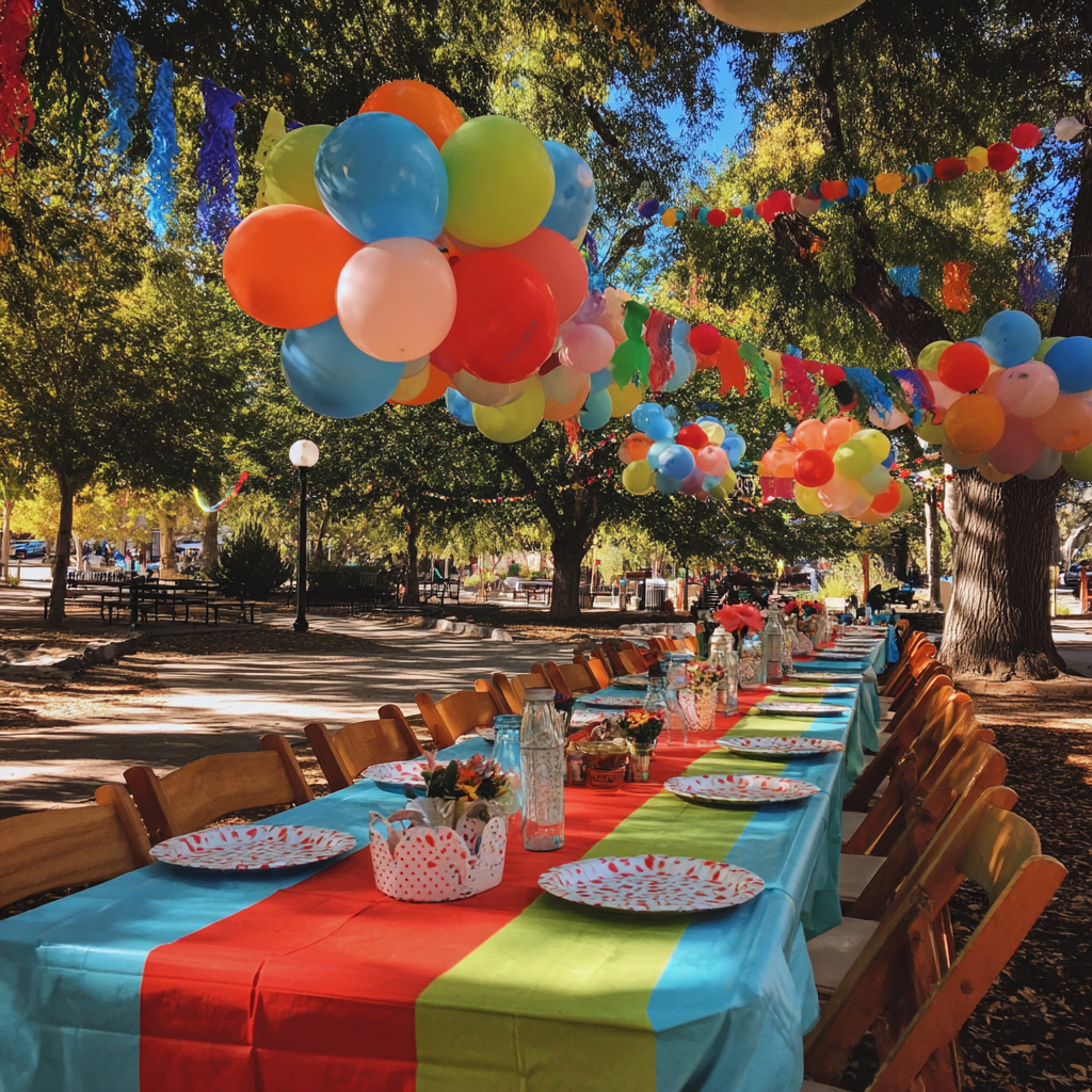 Fête d'anniversaire d'un enfant dans un parc | Source : Midjourney