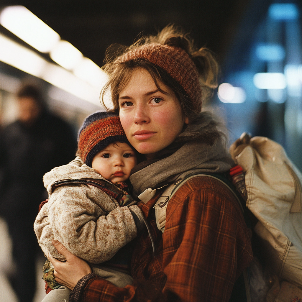 Lilly et Matthew debout à la gare | Source : Midjourney