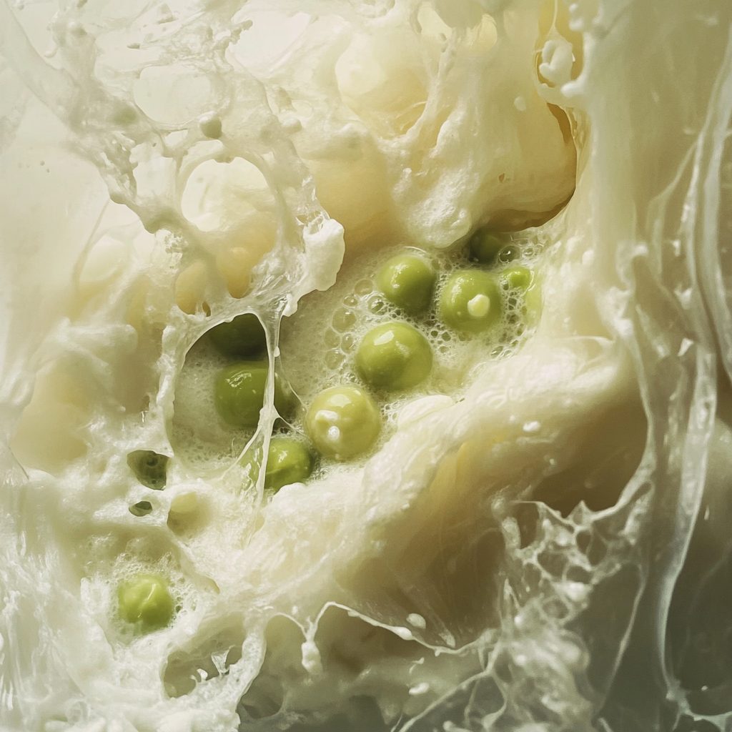 Formule acidulée et petits pois dans un sac de congélation | Source : Midjourney
