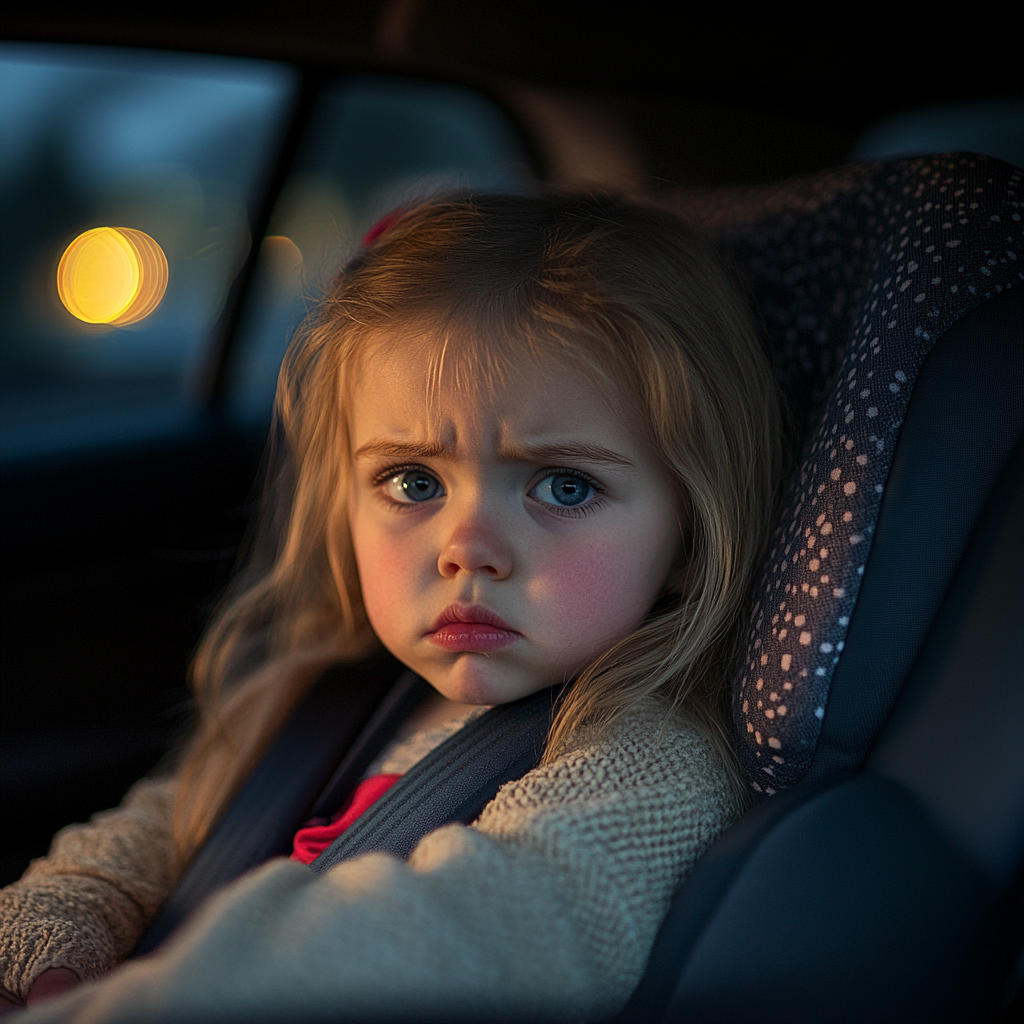 Une fille triste dans la voiture | Source : Midjourney