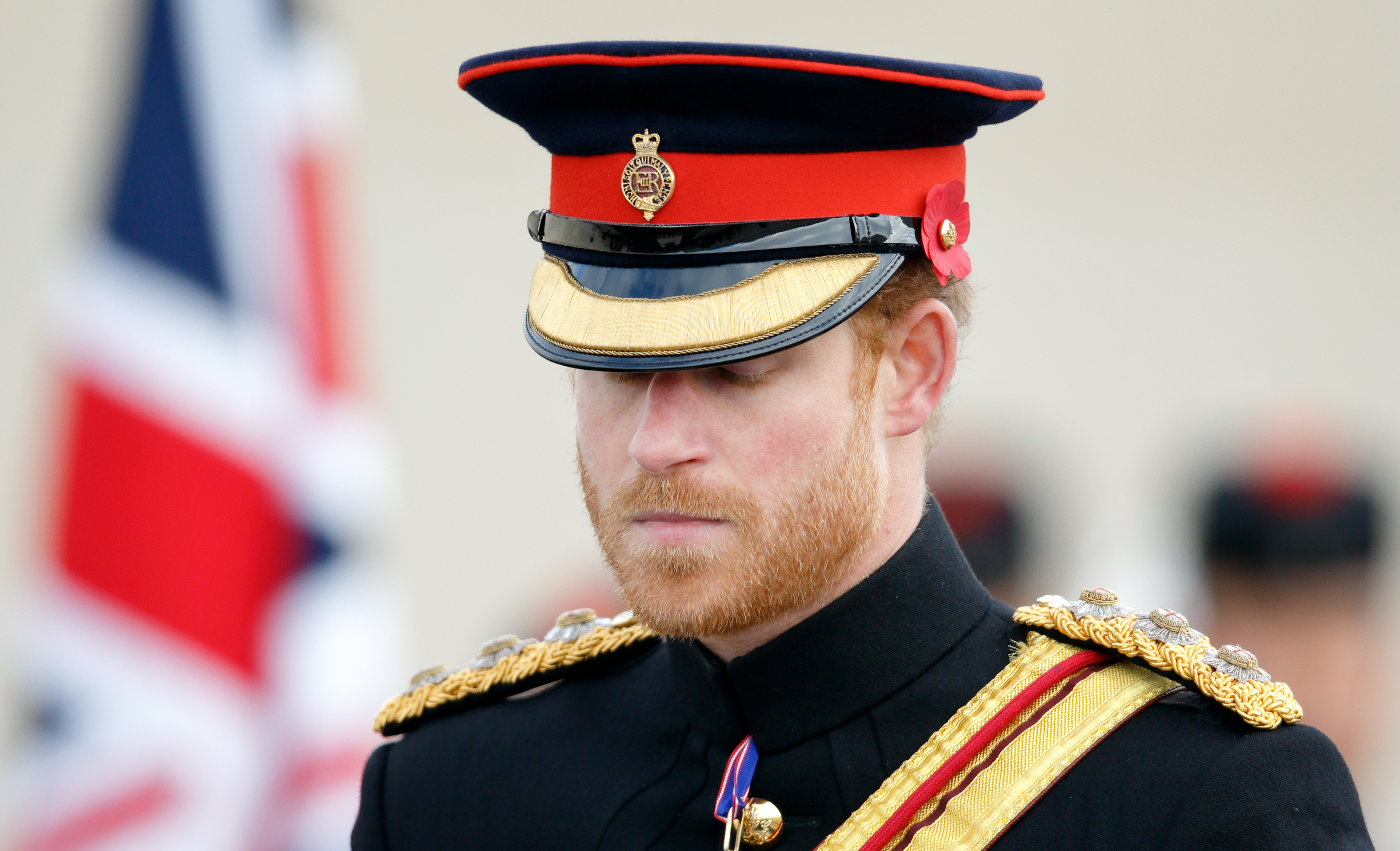 Le prince Harry lors du service du jour de l'Armistice au National Memorial Arboretum, le 11 novembre 2016, à Alrewas, en Angleterre | Source : Getty Images