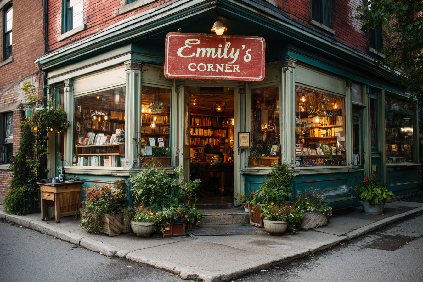 Un café librairie vu de l'extérieur | Source : Midjourney