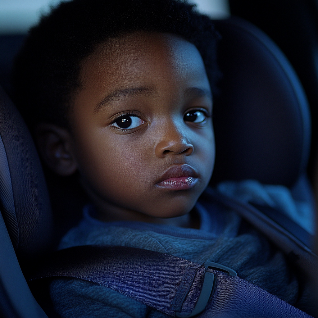 Un garçon assis dans un siège de voiture | Source : Midjourney