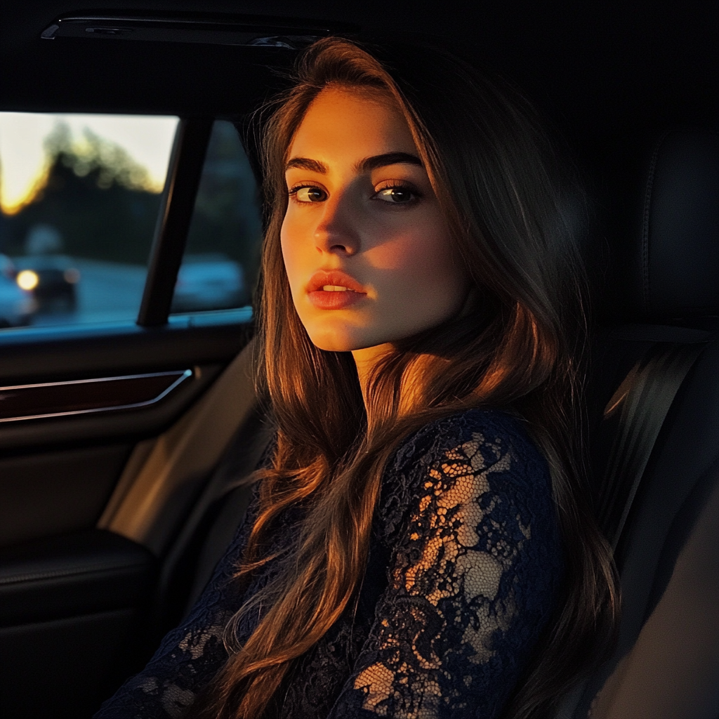 Une femme assise dans une voiture | Source : Midjourney