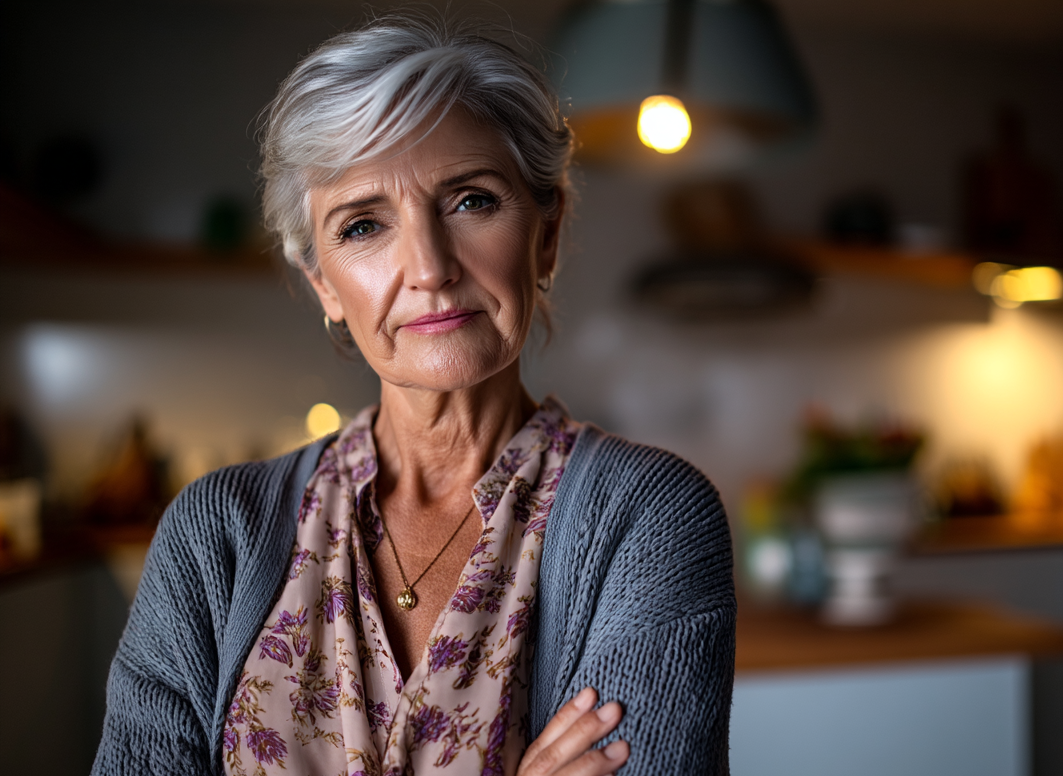Une femme âgée debout dans une cuisine | Source : Midjourney