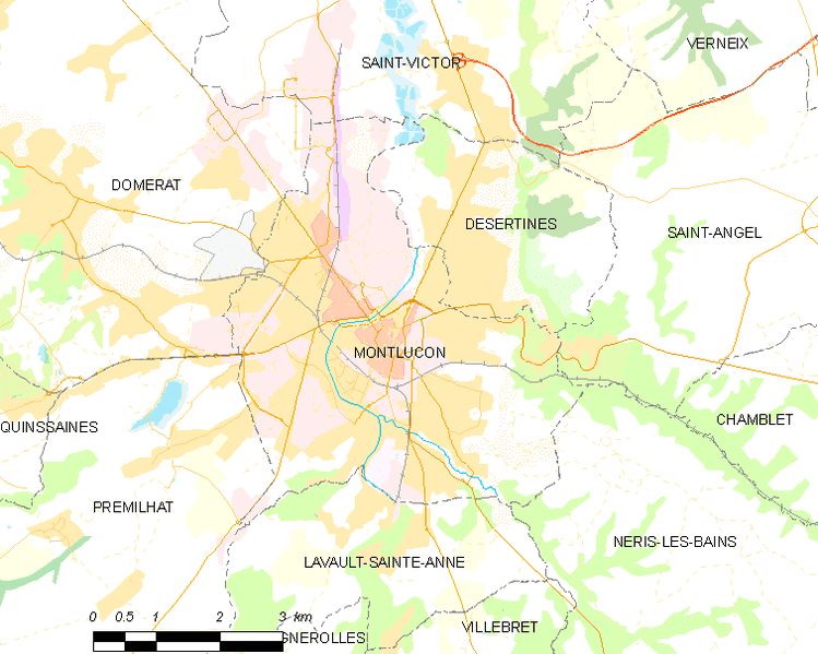 Carte des communes françaises: Montluçon. | Wikimedia Commons