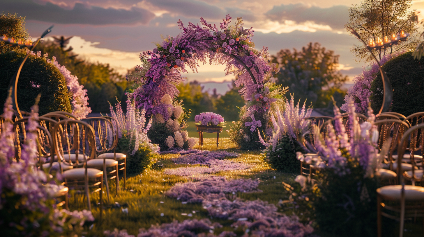 Un superbe mariage sur le thème du jardin mis en place | Source : Midjourney