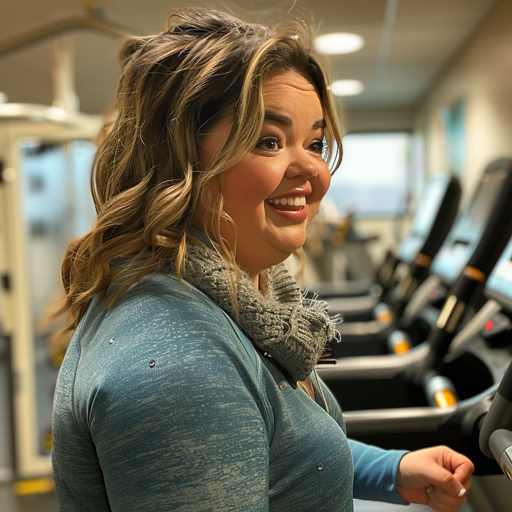 Femme faisant de l'exercice dans la salle de sport | Source : Midjourney